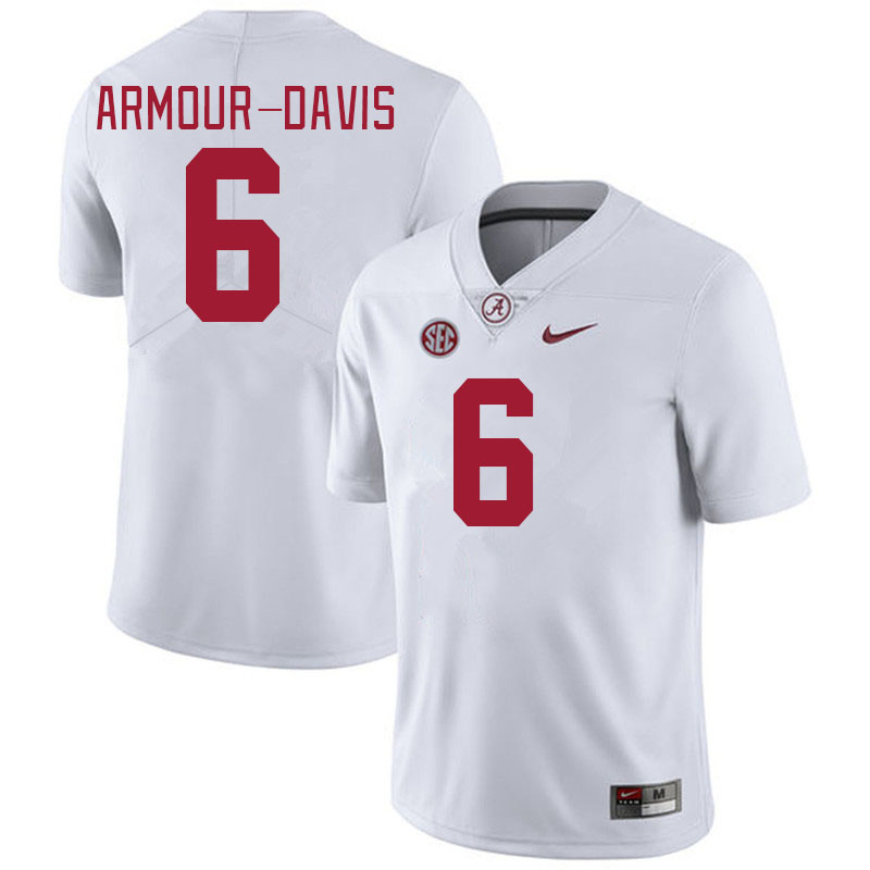 #6 Jalyn Armour-Davis Alabama Crimson Tide Jerseys Football Stitched-White